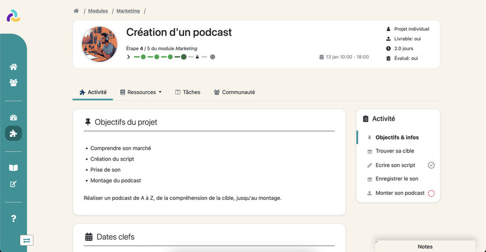 Exemple d'implémentation d'un projet sur Rbean LMS