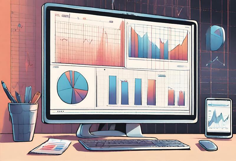 Un ordinateur plein de graphs