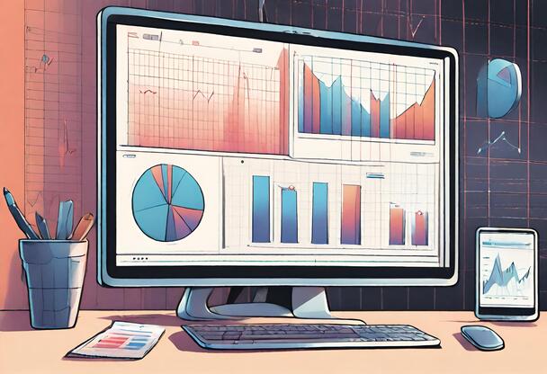 un ordinateur avec des graphs