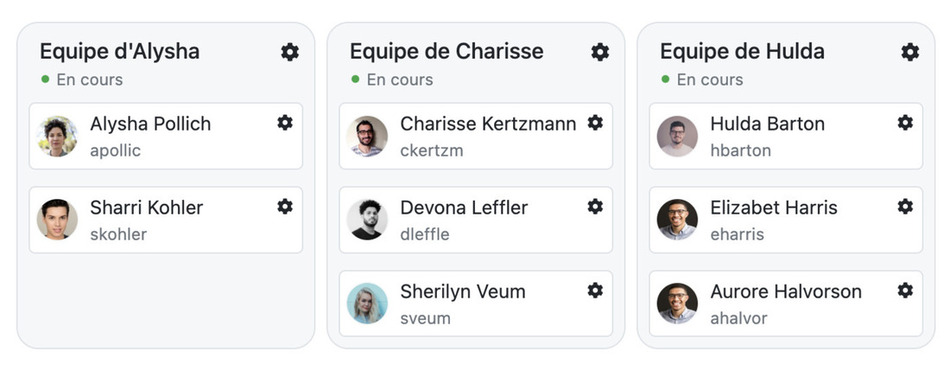 Vue du LMS qui permet de créer les équipes